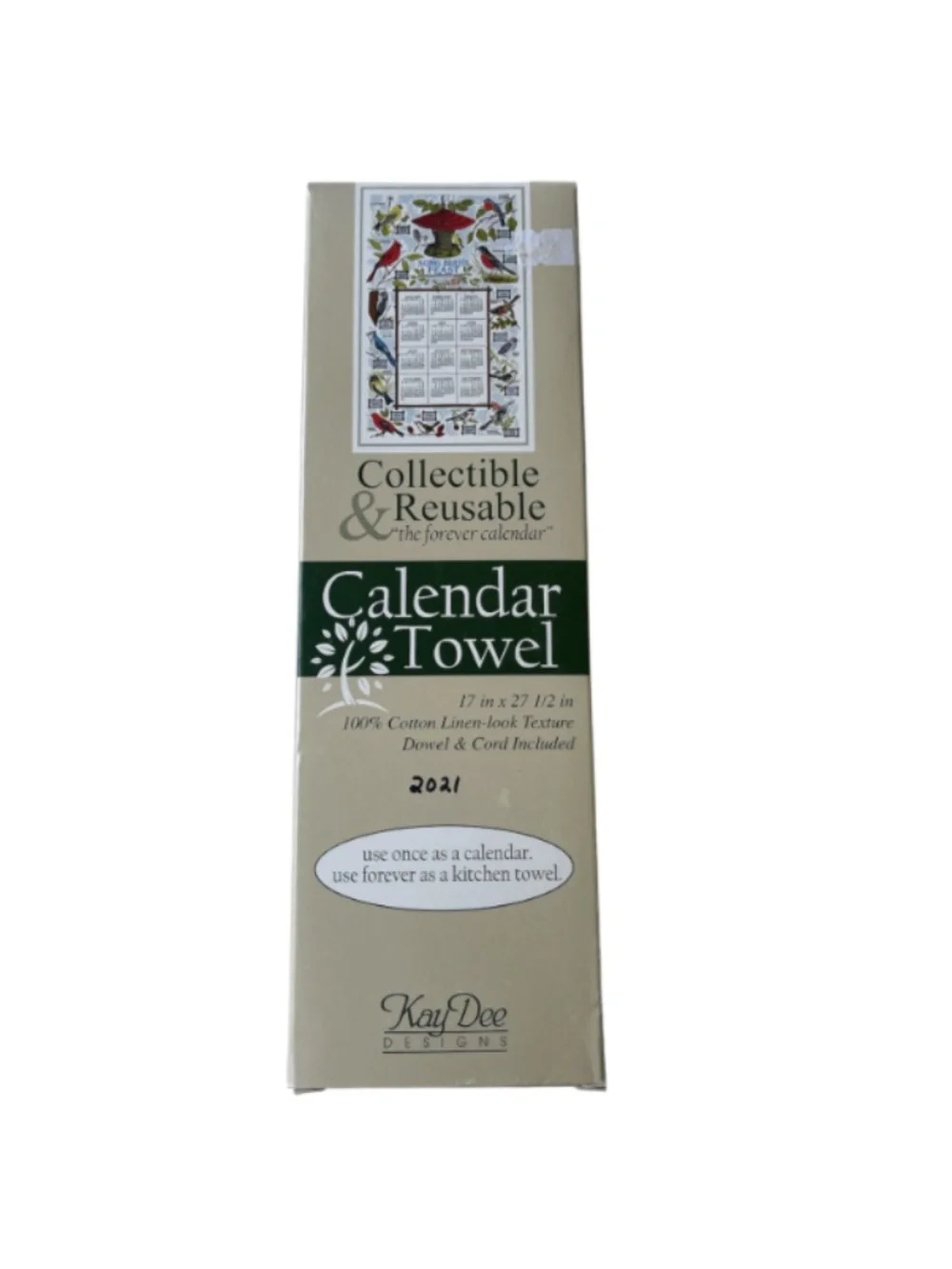 2021 Kay Dee Towel Songbird's Feast Calendar New Box Bird Lover Cardinal Dowel